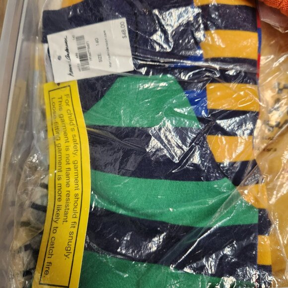 HANNA ANDERSSON Multi Striped Long John Pajama Set - 140 cm (10) (NWT) - Picture 2 of 4